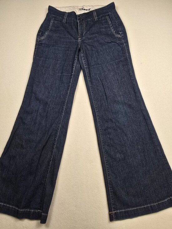 Fossil Denim - Fossil Womens Flare Leg Denim Jeans Size 29 98% Cotton Dark Wash